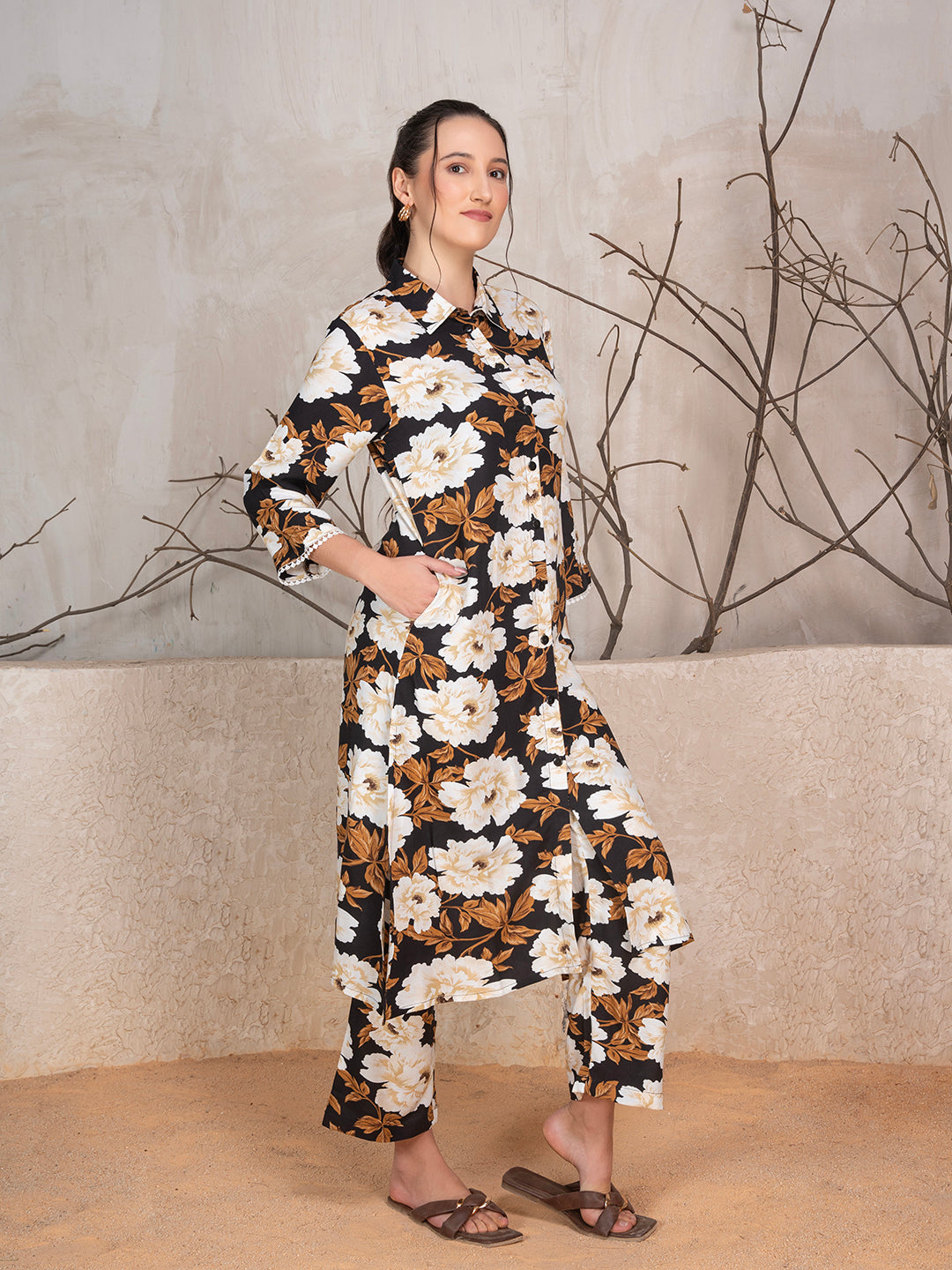 Foral Printed Tunic With Trousers Co-Ord Set