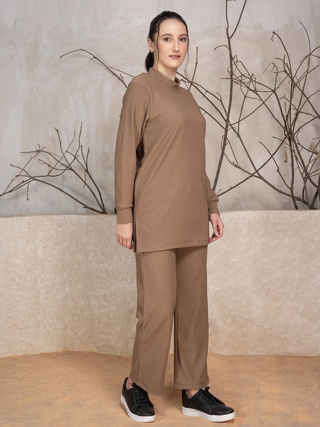 Ribbed Winter Co-ord Set With Trouser