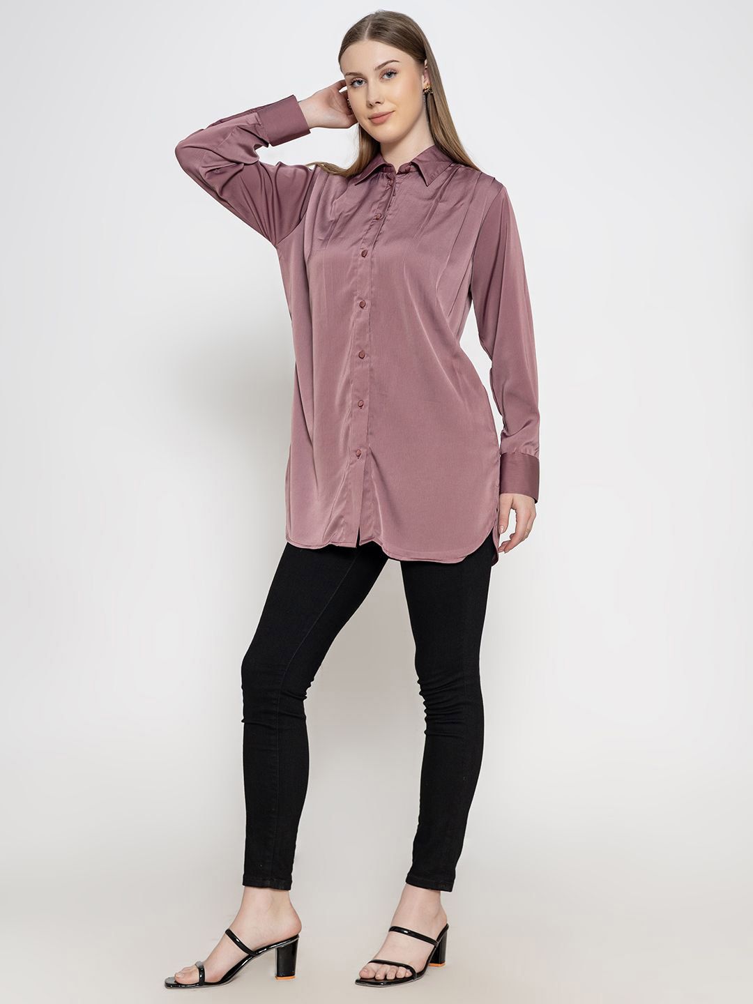 Women Comfort Regular Fit Spread Collar Solid Casual Shirt