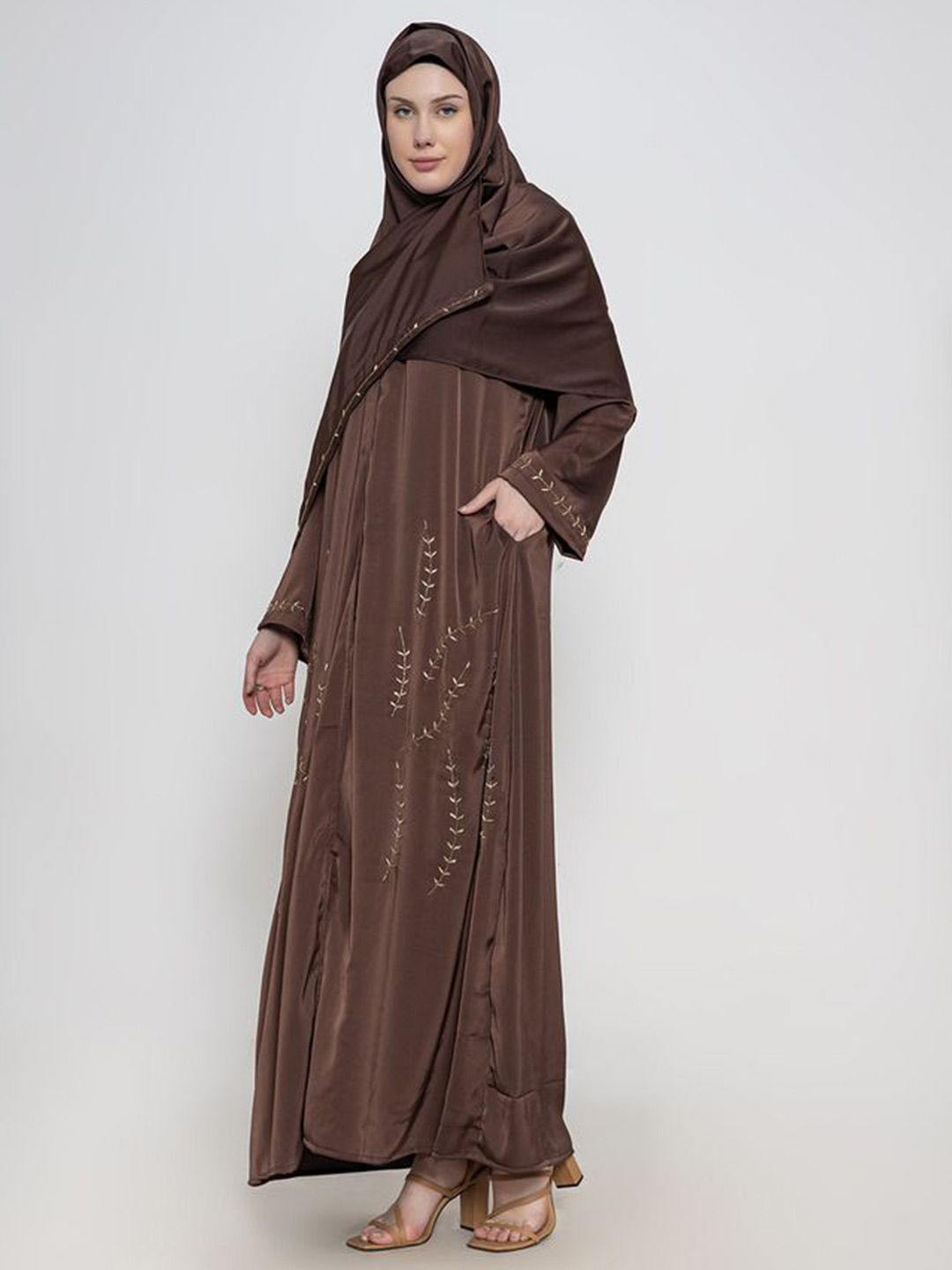 Embroidered Abaya With Scarf