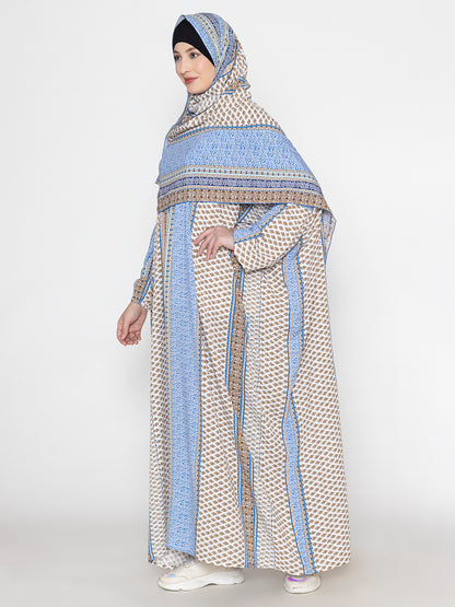 SANASH Collections Printed  Burqa With Scarf