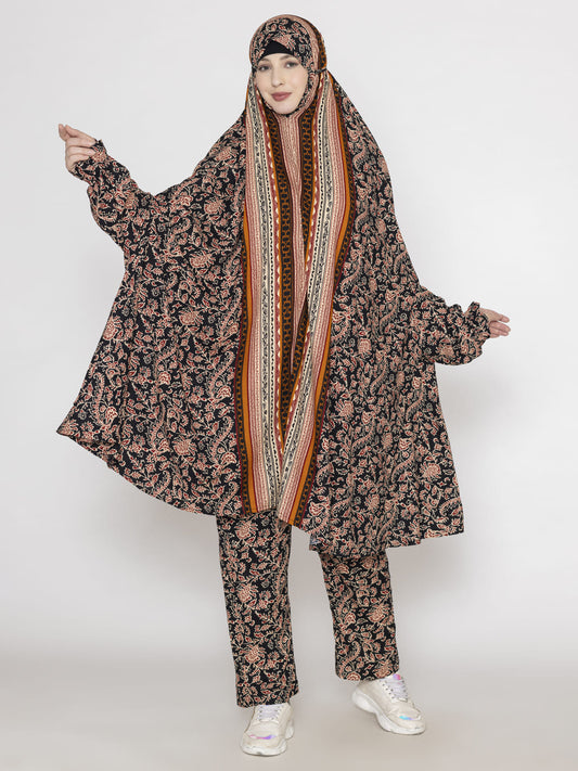 Floral Print Co-ords Set Panel Brown