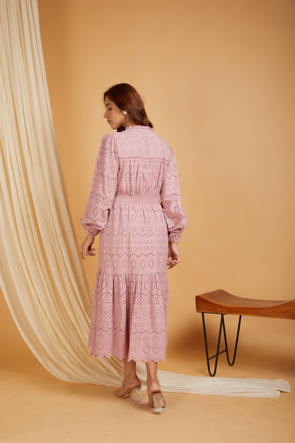 SANASH Collections Women Self Design Cotton A-Line Maxi Dress