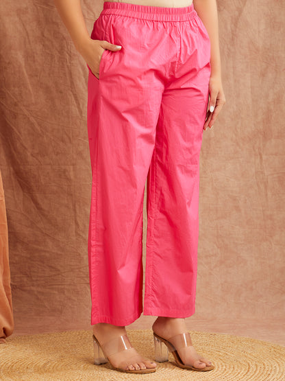 Hot Pink Solid Co-Ord Set – Bold & Minimal Everyday Wear