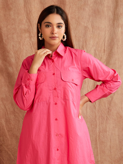 Hot Pink Solid Co-Ord Set – Bold & Minimal Everyday Wear