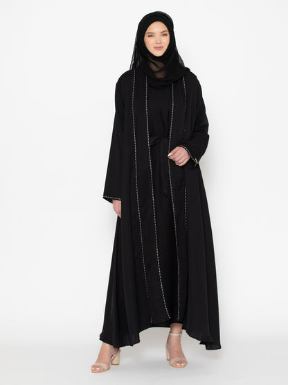 SANASH Collections Striped Abaya Burqa With Scarf