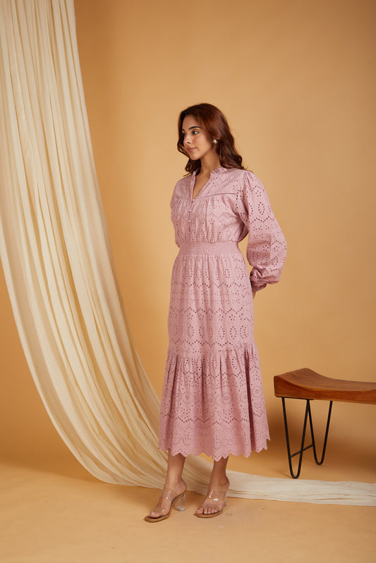 SANASH Collections Women Self Design Cotton A-Line Maxi Dress