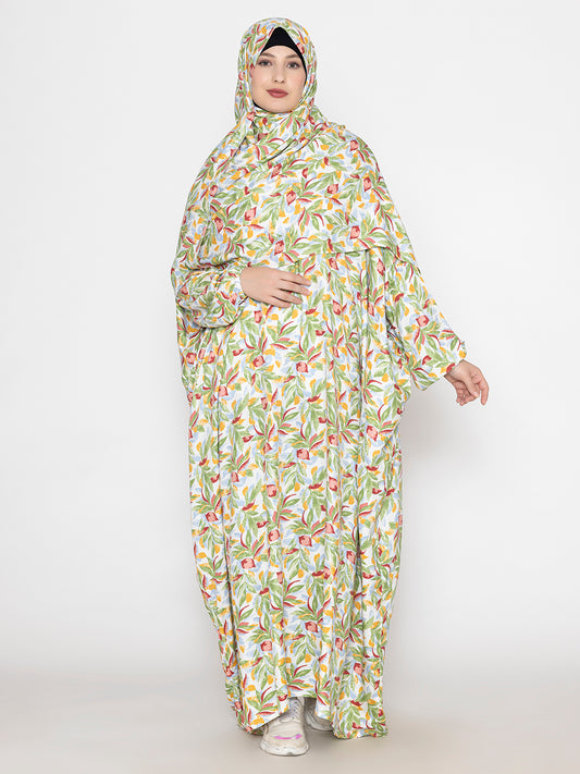 SANASH Collections Printed With Zip Closure Round Neck Burqa