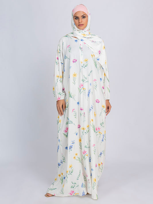 Floral Bliss Modest Prayer gown cum abaya