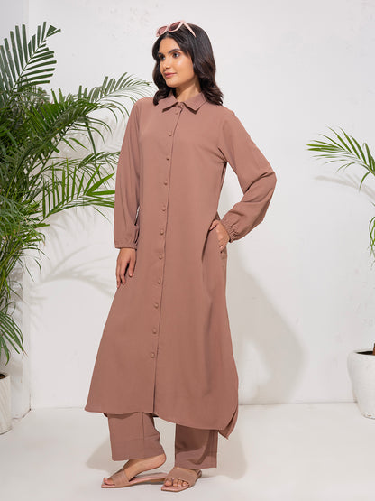 Modest Button-Down Tunic Set – Rosewood