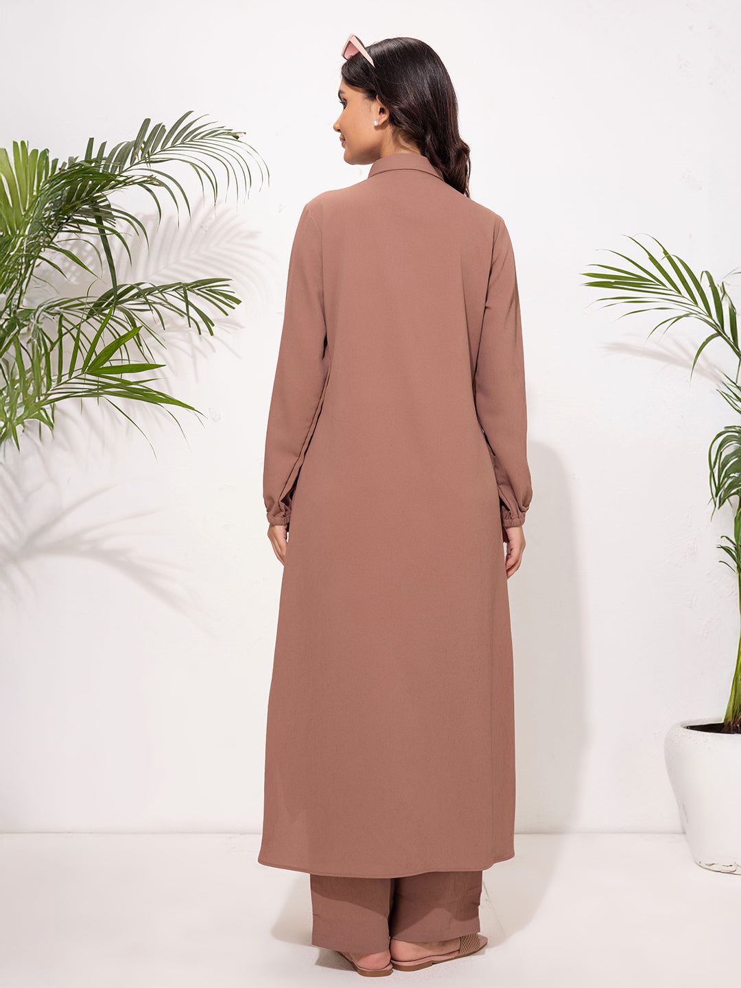 Modest Button-Down Tunic Set – Rosewood