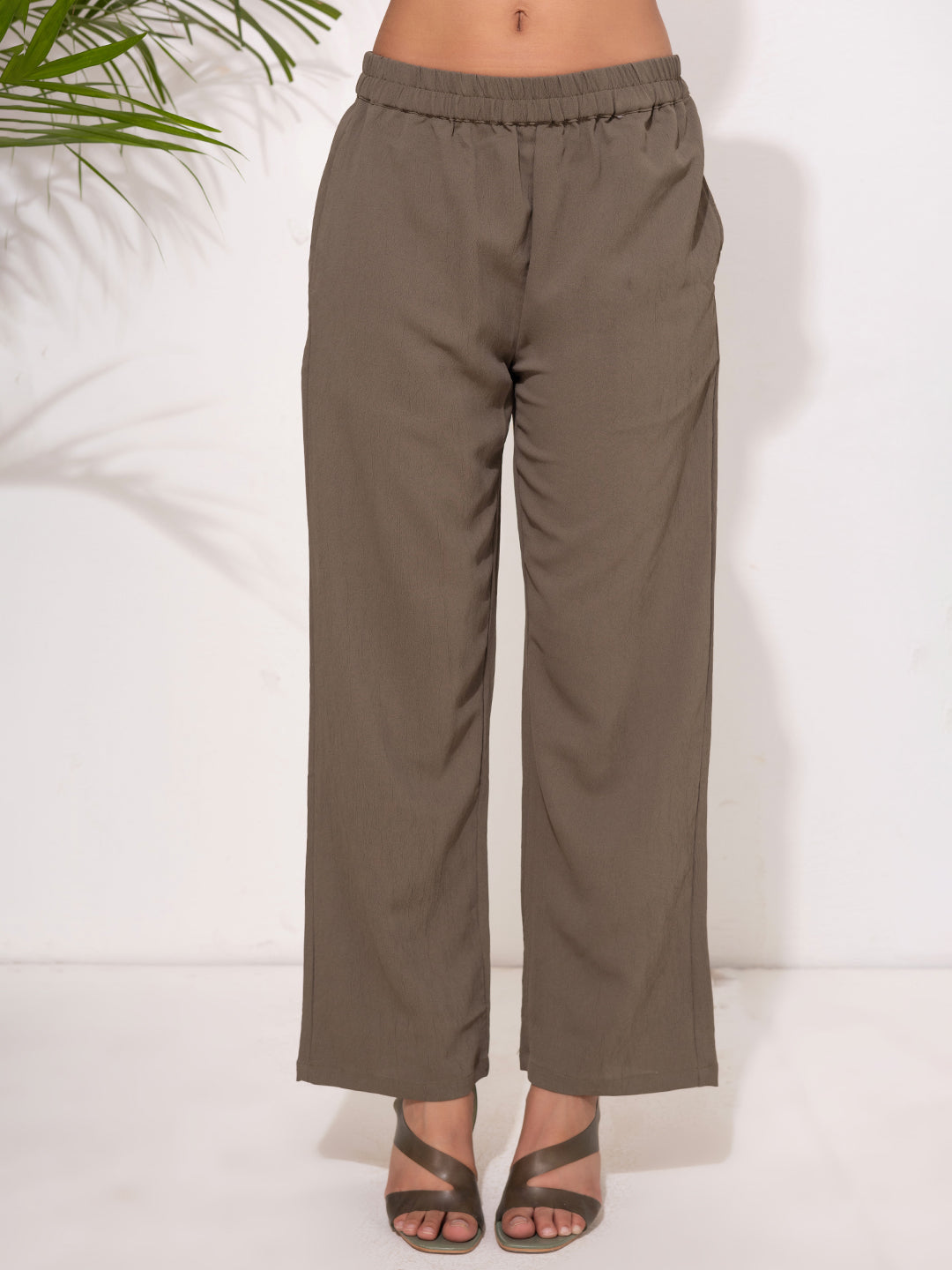 Modest Button-Down Long Tunic Set - Olive Brown
