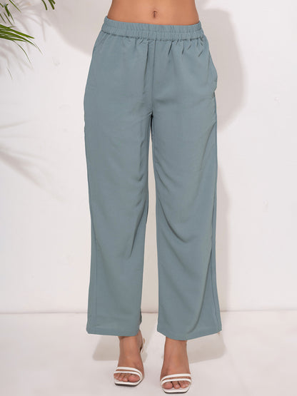 Pastel Teal Button-Down Modest Set