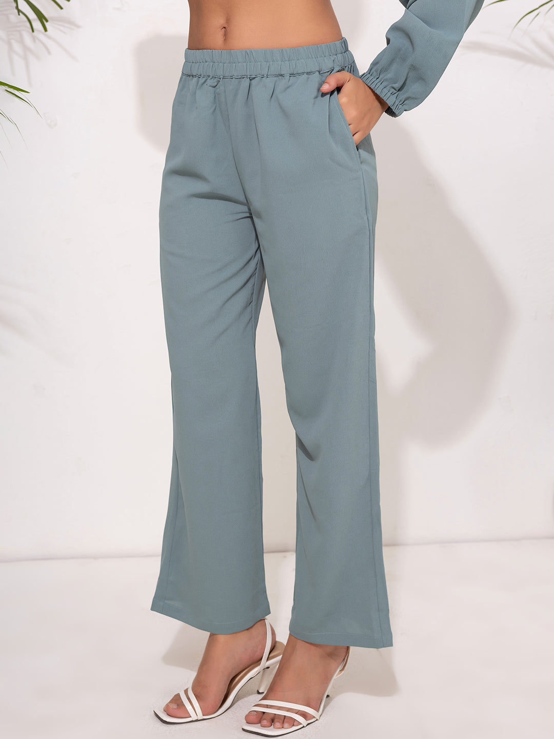Pastel Teal Button-Down Modest Set
