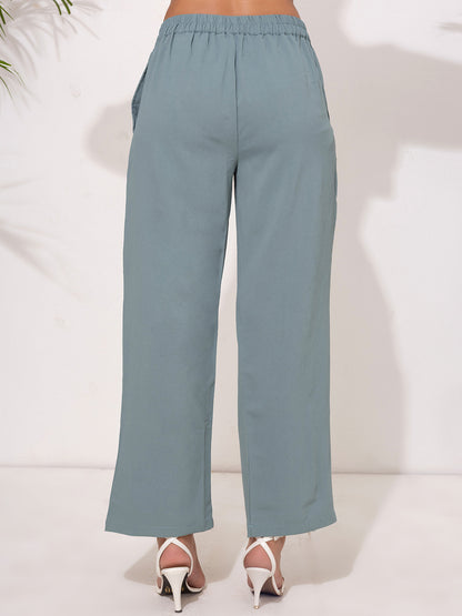 Pastel Teal Button-Down Modest Set