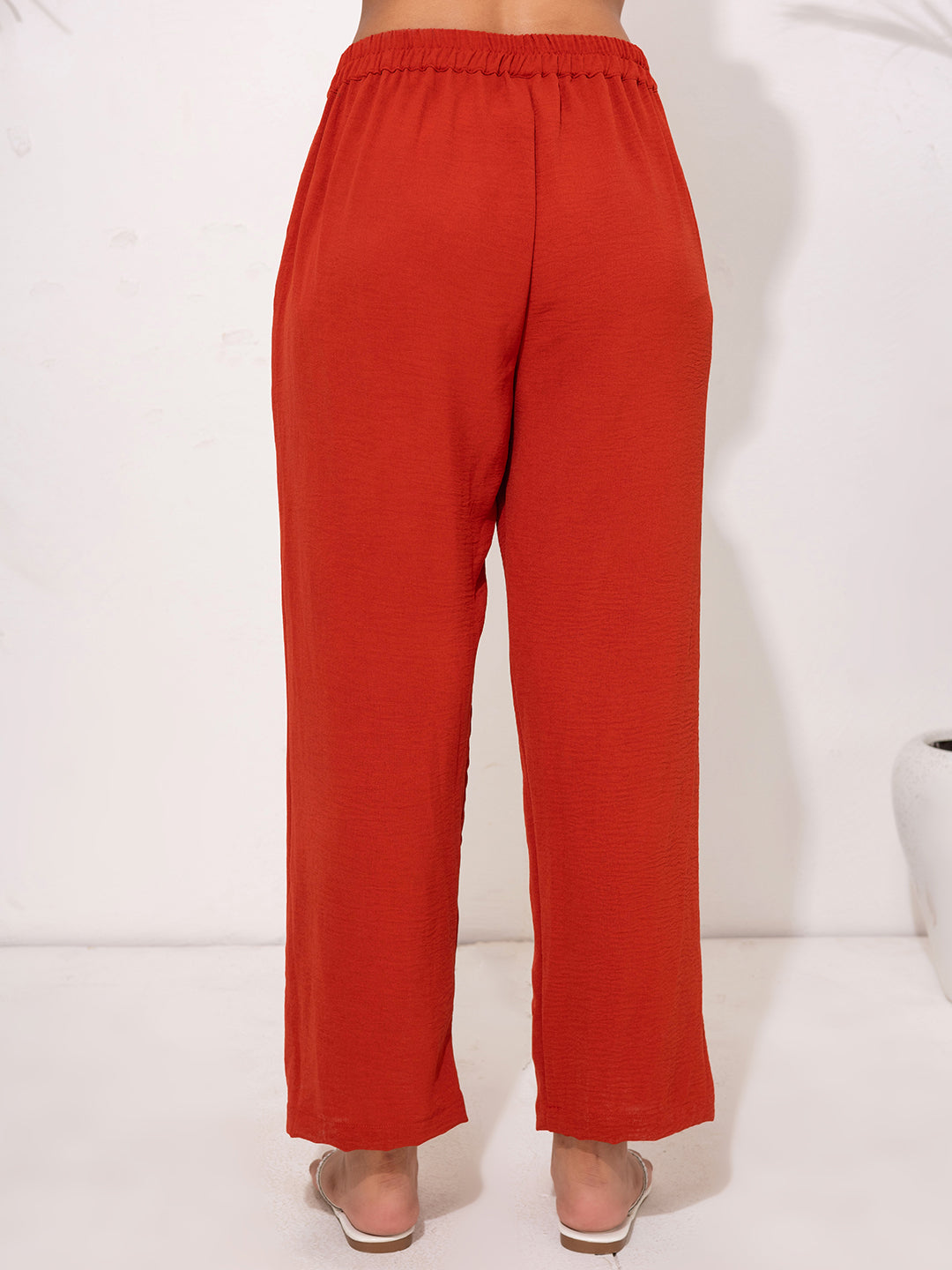 Bold Rust Red Button-Down Modest Set