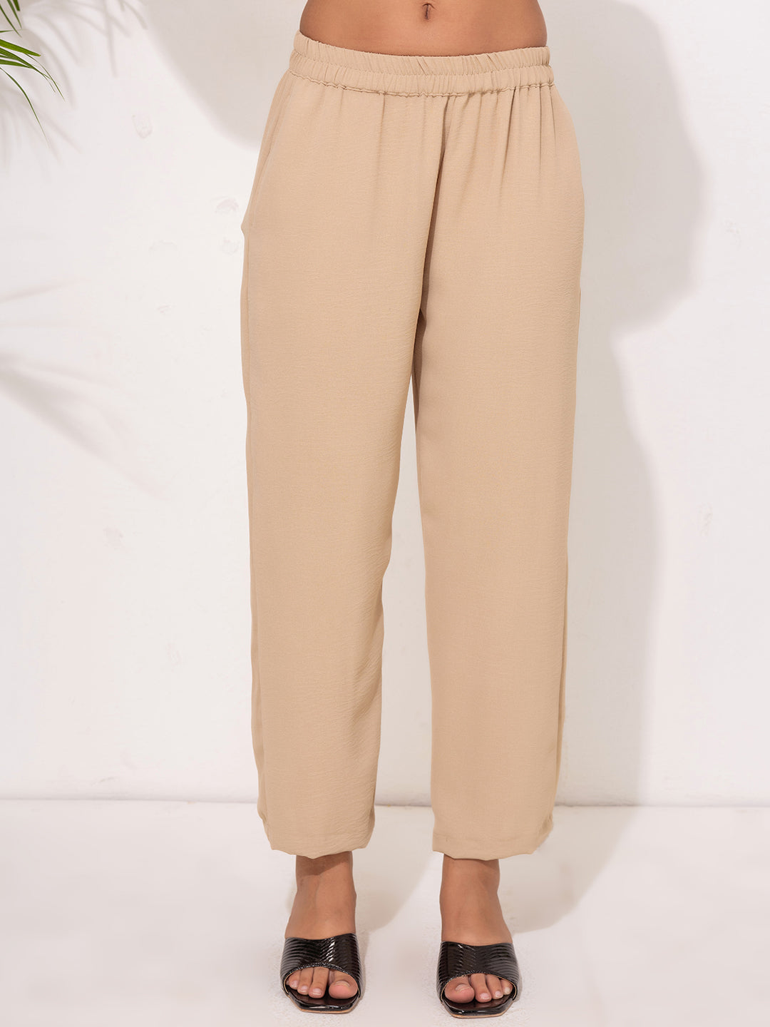 Modest Beige Co-Ord Set – Button-Down Tunic & Straight-Leg Pants