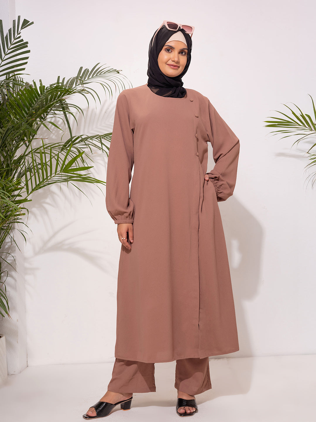 Modest Long Sleeve cord Set – Cocoa Brown