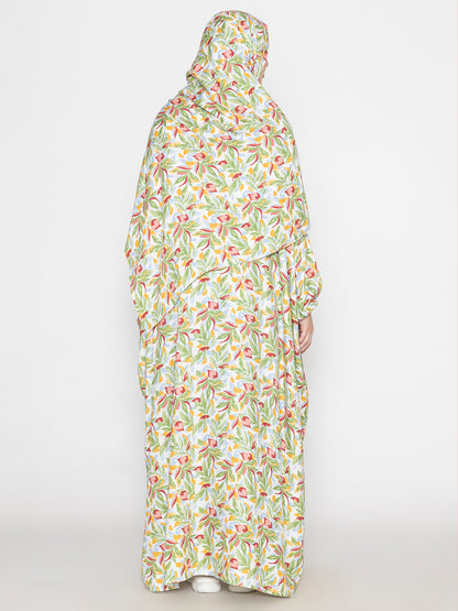 SANASH Collections Printed With Zip Closure Round Neck Burqa