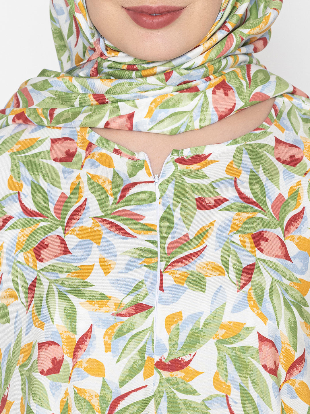SANASH Collections Printed With Zip Closure Round Neck Burqa