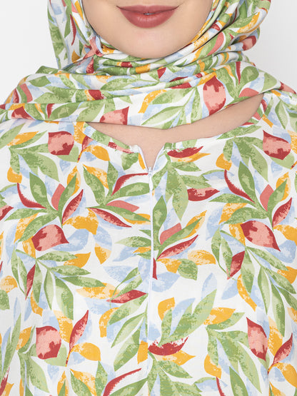 SANASH Collections Printed With Zip Closure Round Neck Burqa