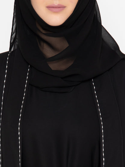 SANASH Collections Striped Abaya Burqa With Scarf