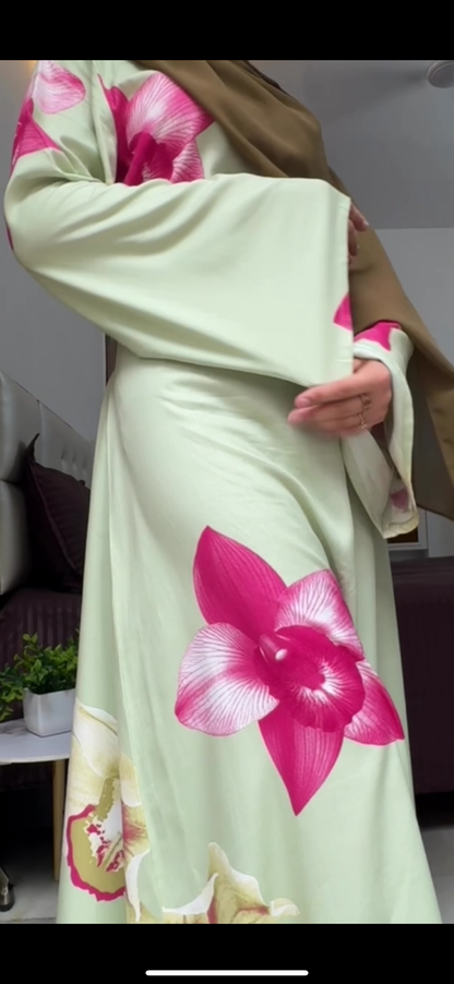 Elegant Floral Maxi Dress – Sage Green