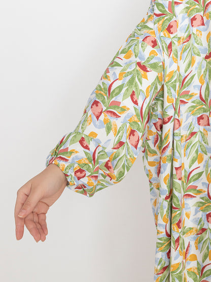 SANASH Collections Printed With Zip Closure Round Neck Burqa
