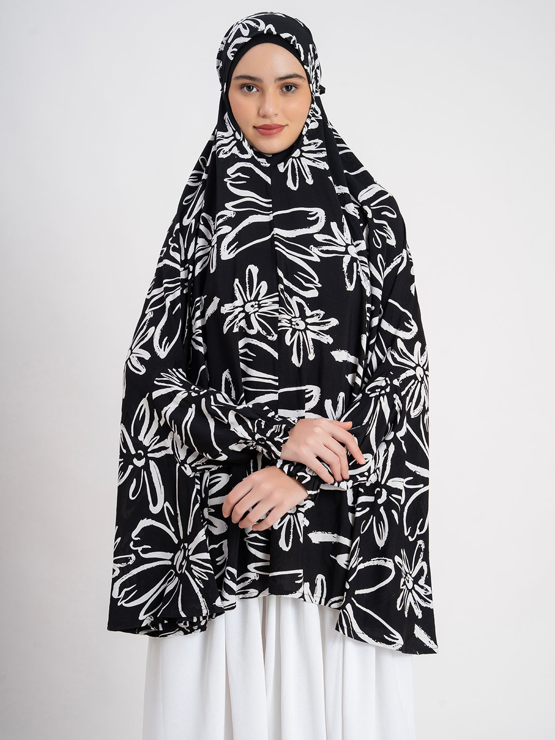 SANASH Collections Floral Printed Long Sleeves Namaz Dupatta