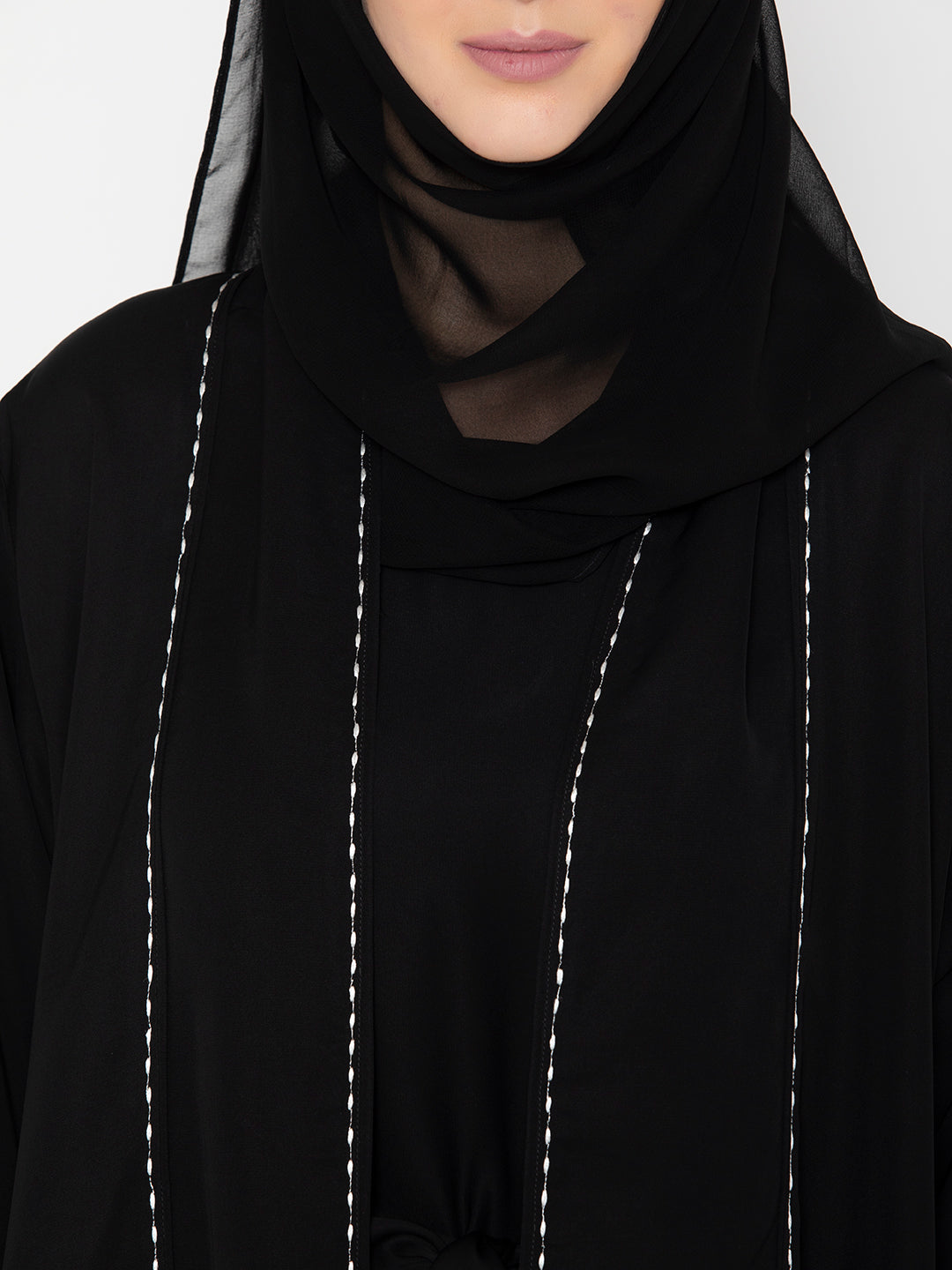 SANASH Collections Striped Abaya Burqa With Scarf