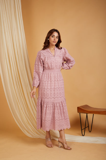 SANASH Collections Women Self Design Cotton A-Line Maxi Dress