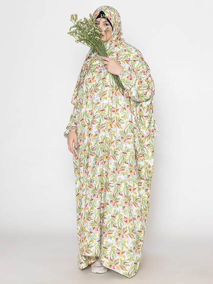 SANASH Collections Printed With Zip Closure Round Neck Burqa