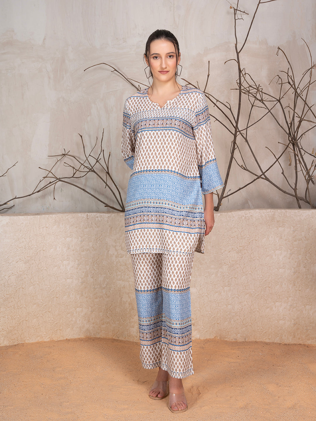 Ethnic Motifs Printed Tunic With Trousers Co-Ord Set