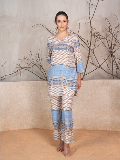 Ethnic Motifs Printed Tunic With Trousers Co-Ord Set