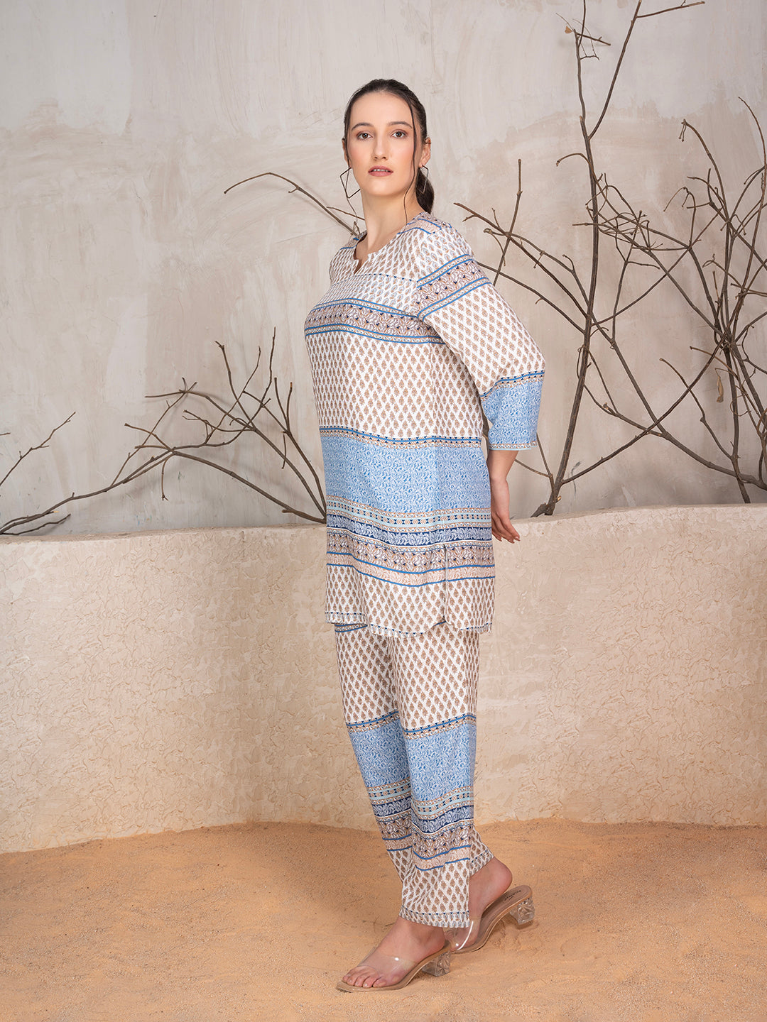 Ethnic Motifs Printed Tunic With Trousers Co-Ord Set
