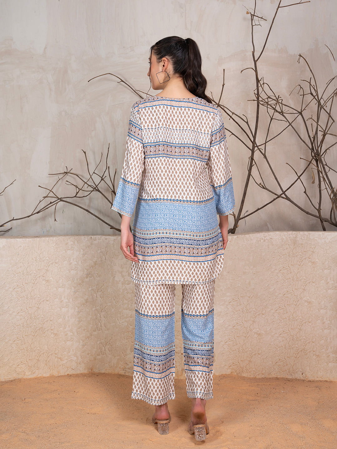 Ethnic Motifs Printed Tunic With Trousers Co-Ord Set
