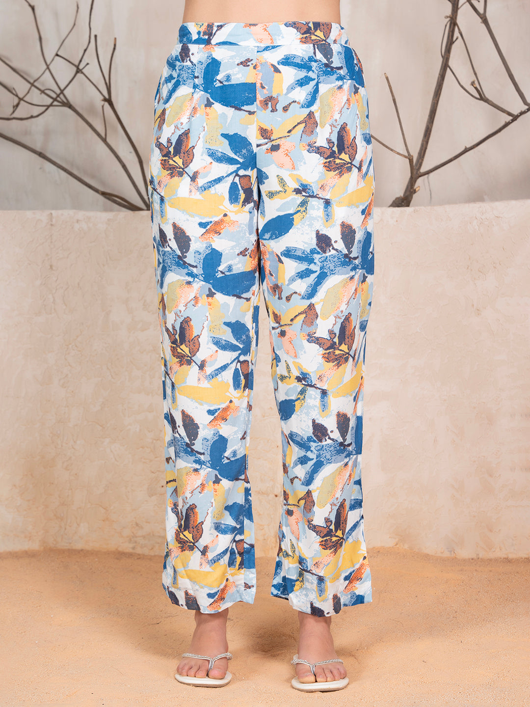 Ethnic Floral Printed Tunic With Trousers Co-Ord Set
