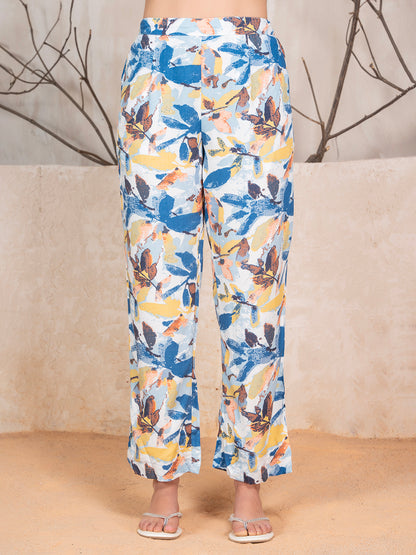 Ethnic Floral Printed Tunic With Trousers Co-Ord Set