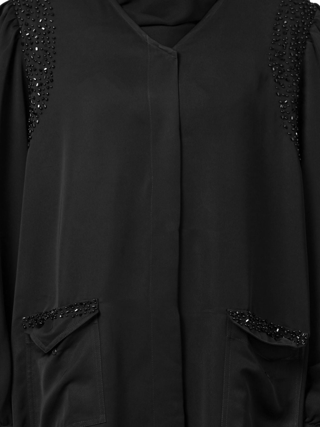 Embellished Pocket Abaya Black
