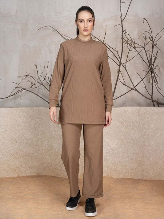 Ribbed Winter Co-ord Set With Trouser