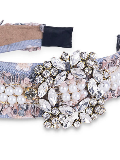 Rose Pearl Headband Blue