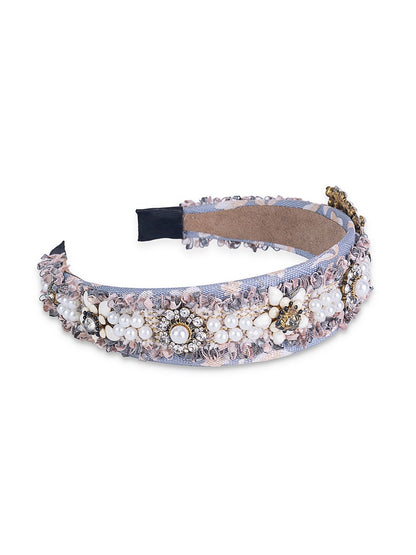 Rose Pearl Headband Blue
