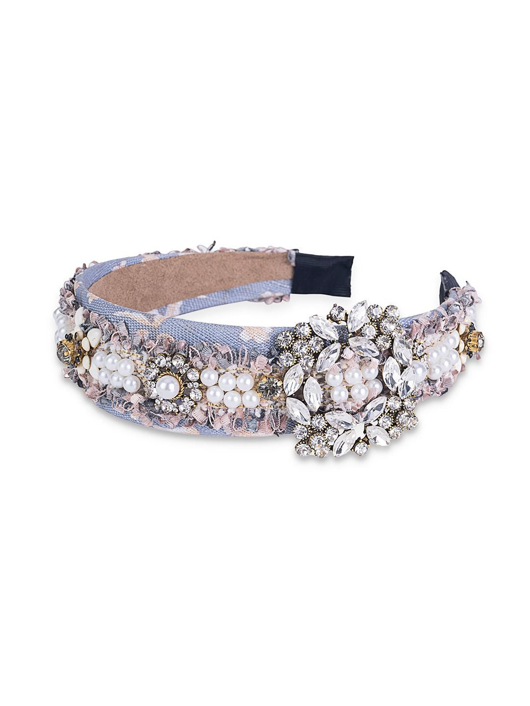 Rose Pearl Headband Blue