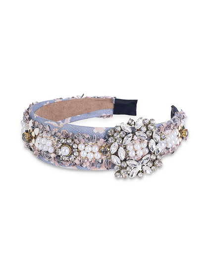 Rose Pearl Headband Blue
