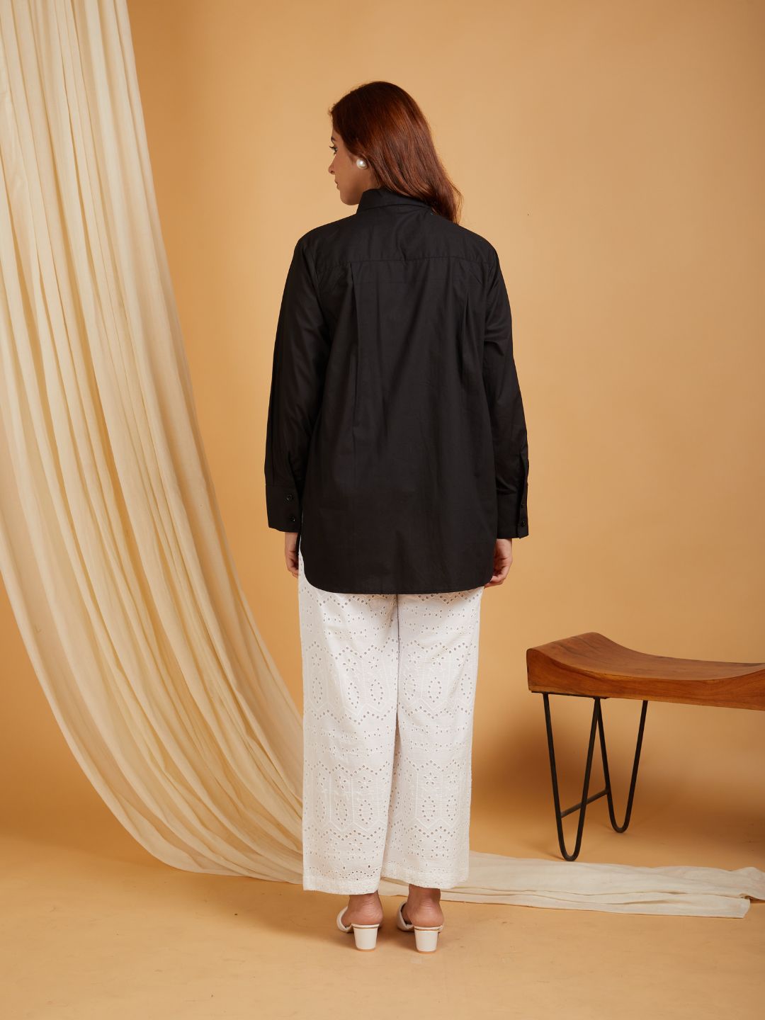 SANASH Collections Women Comfort Black Printed Casual Shirt