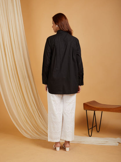 SANASH Collections Women Comfort Black Printed Casual Shirt