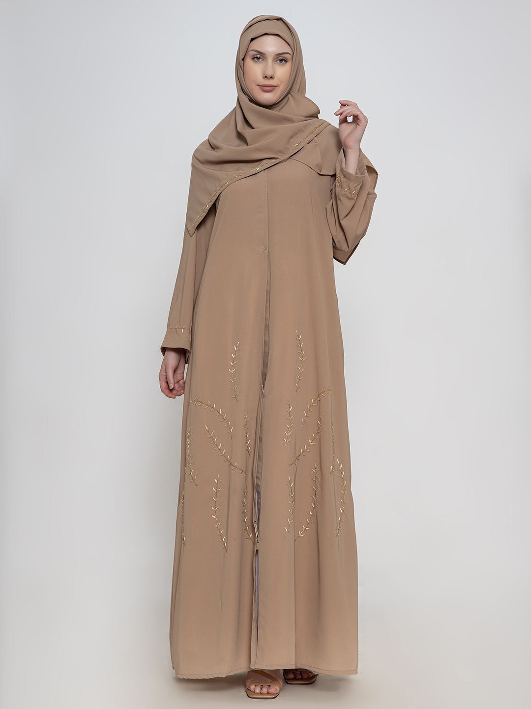 Women Embroidered Abaya With Scarf