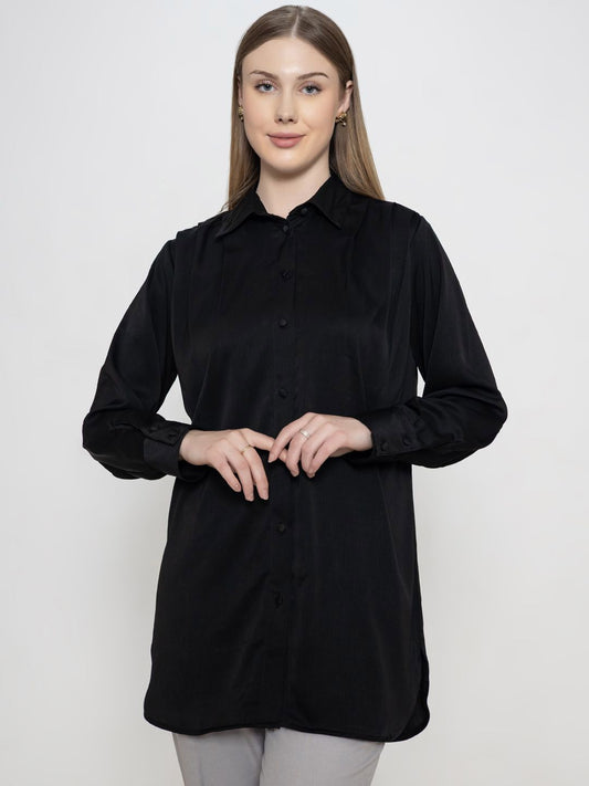 Women Comfort Regular Fit Spread Collar Solid Casual Shirt