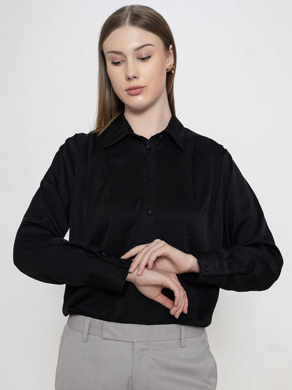 Women Comfort Regular Fit Spread Collar Solid Casual Shirt