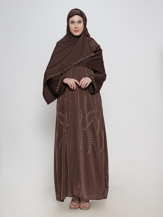 Embroidered Abaya With Scarf